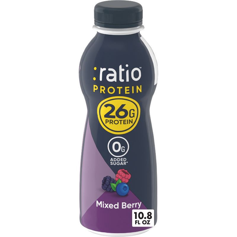 slide 1 of 6, :ratio Protein Yogurt Beverage Mixed Berry - 26g Protein 10.8oz, 26 gram, 10.8 oz