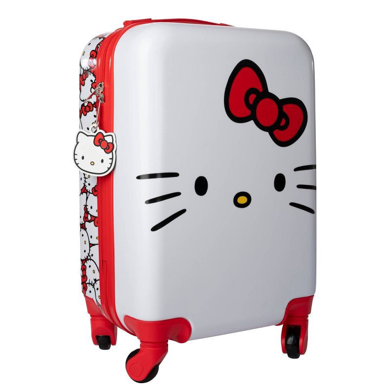 slide 2 of 6, Hello Kitty Hardside Carry On Spinner Suitcase - Red/White, 1 ct