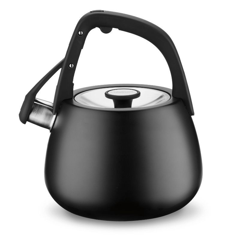 slide 6 of 7, Cuisinart 2qt Stainless Steel Stovetop Kettle Matte Black CKS-25MBK: Whistling Tea Kettle, Large Handle, Flip-Up Spout, 2 qt