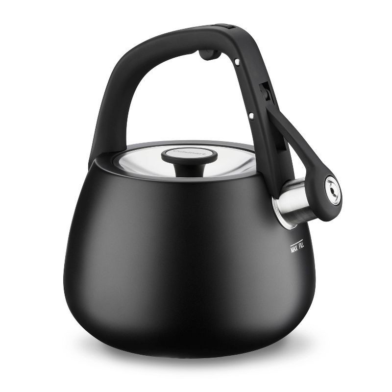 slide 7 of 7, Cuisinart 2qt Stainless Steel Stovetop Kettle Matte Black CKS-25MBK: Whistling Tea Kettle, Large Handle, Flip-Up Spout, 2 qt