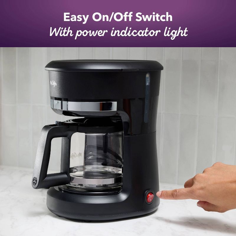 slide 3 of 6, Mr. Coffee 5 Cup Switch Coffee Maker Black: Small Drip Coffee Machine, Electric, Paper Filter, 25 oz Capacity, 25 oz