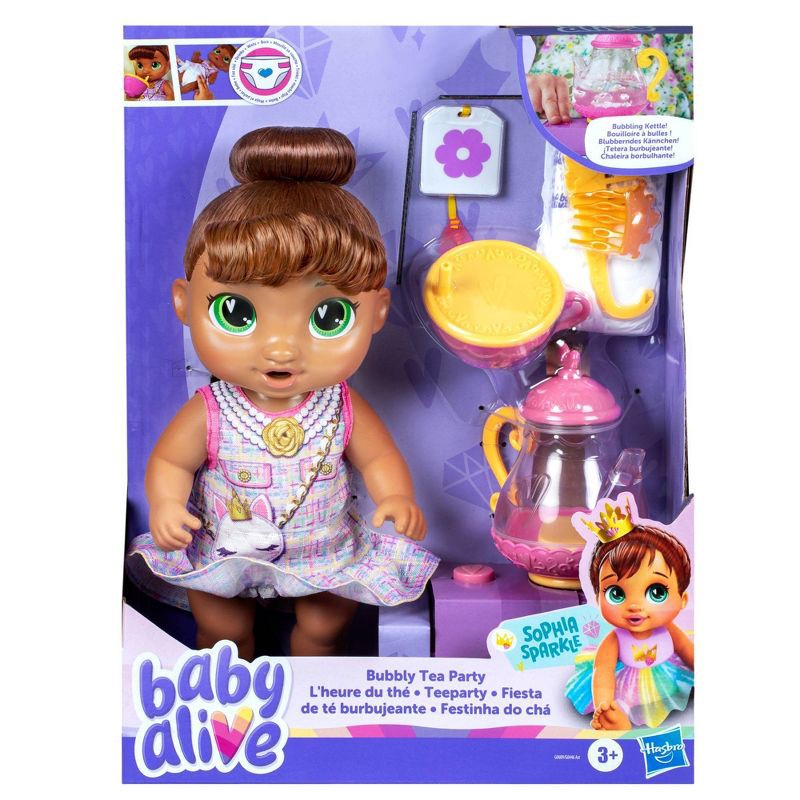 slide 2 of 11, Baby Alive 13.5" Bubbly Tea Party Sophia Sparkle, 1 ct