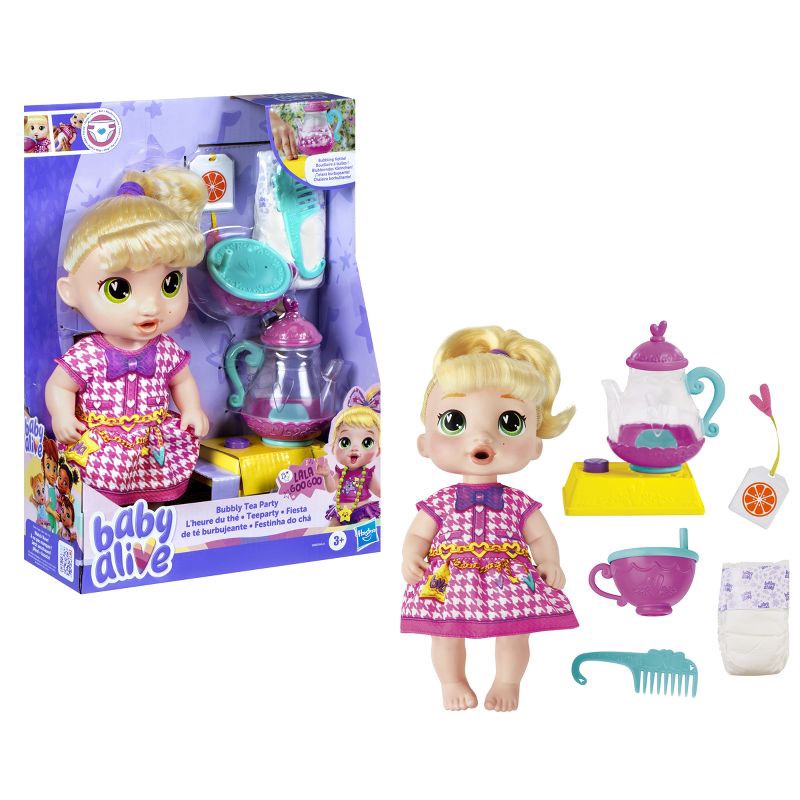 slide 3 of 14, Baby Alive 13.5" Bubbly Tea Party Lala Baby Doll Blonde Hair, 1 ct