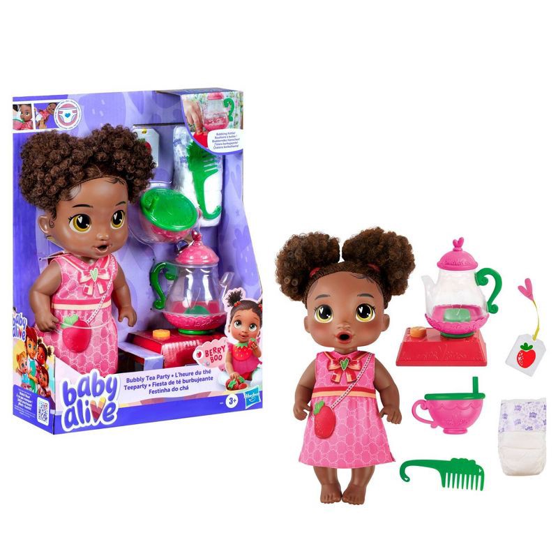 slide 3 of 12, Baby Alive 13.5" Bubbly Tea Party Berry Boo, 1 ct