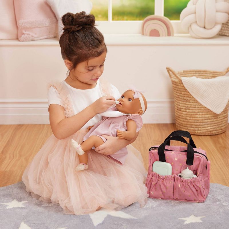 slide 2 of 8, LullaBaby Baby Doll Diaper Bag and Baby Doll Accessories Set – Pink: 7-Piece Toy Set for 14-Inch Dolls, 1 ct