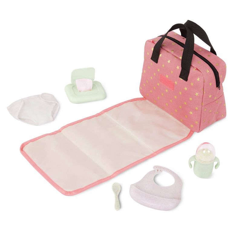 slide 5 of 8, LullaBaby Baby Doll Diaper Bag and Baby Doll Accessories Set – Pink: 7-Piece Toy Set for 14-Inch Dolls, 1 ct