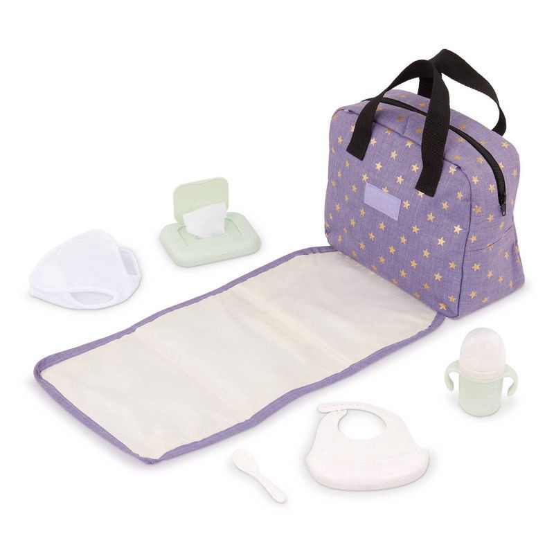 slide 5 of 7, LullaBaby Baby Doll Diaper Bag and Baby Doll Accessories Set - Lilac: Fits 14-Inch Dolls, 7-Piece Toy Kit, 1 ct