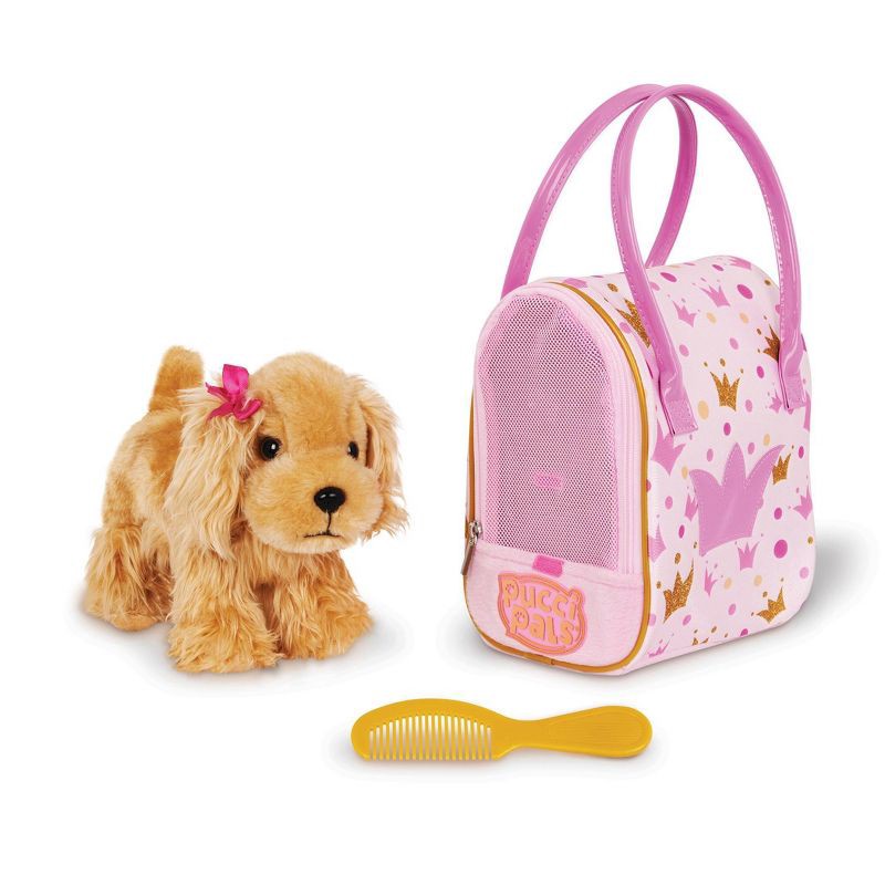 slide 1 of 5, Pucci Pals Portable Pink Crown Glam Bag & Cocker Spaniel Plush Dog with Purse, 1 ct