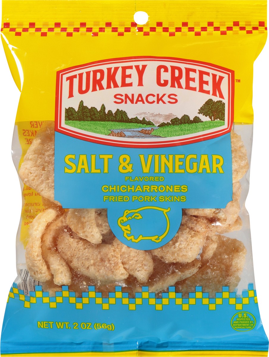 slide 3 of 13, Turkey Creek Salt & Vinegar Flavored Chicharrones 2 oz, 2 oz