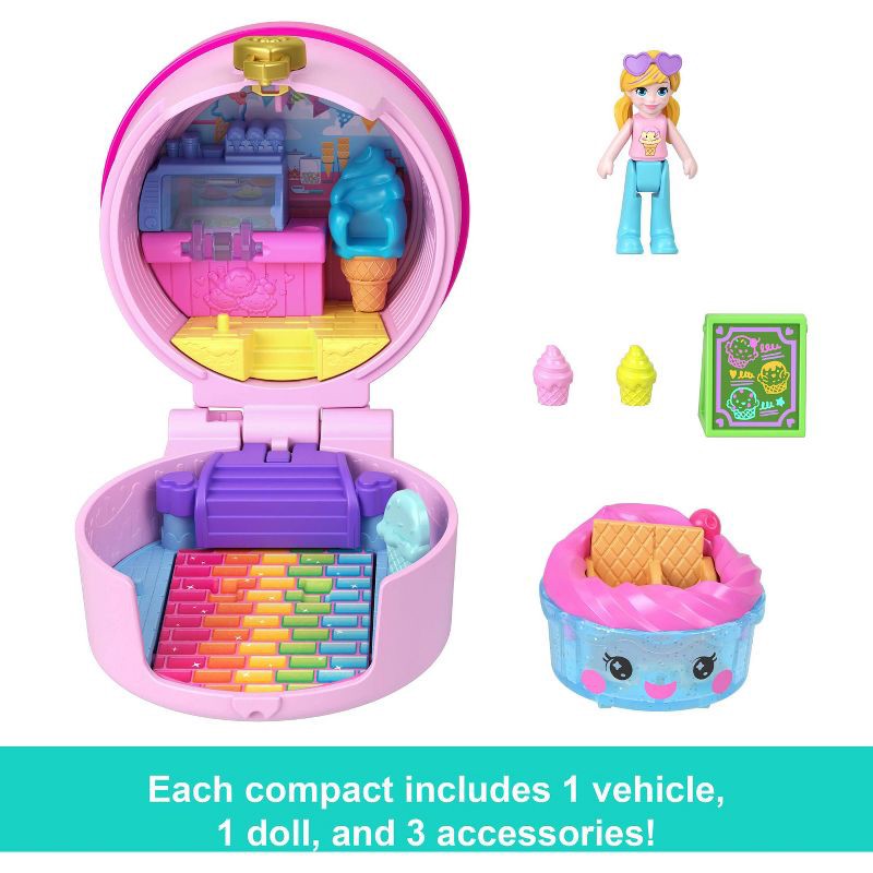 slide 5 of 6, Polly Pocket Tiny Take Out Reveal Micro Dolls & Compacts with Food Theme Vehicle Collection, 1 ct