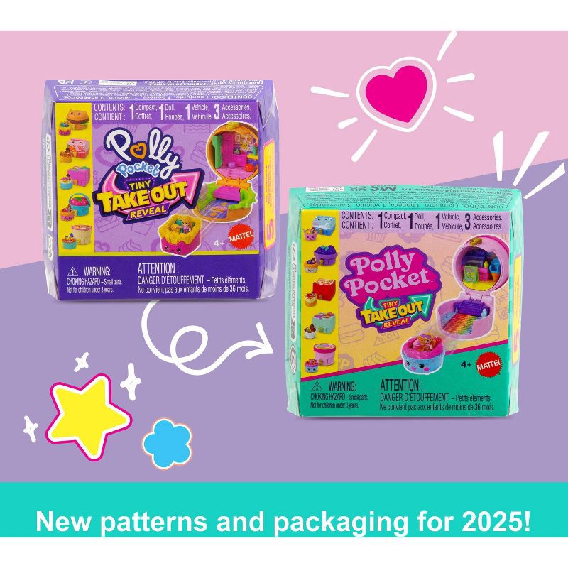 slide 6 of 6, Polly Pocket Tiny Take Out Reveal Micro Dolls & Compacts with Food Theme Vehicle Collection, 1 ct