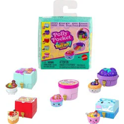 Polly Pocket Tiny Take Out Reveal Micro Dolls & Compacts with Food Theme Vehicle Collection