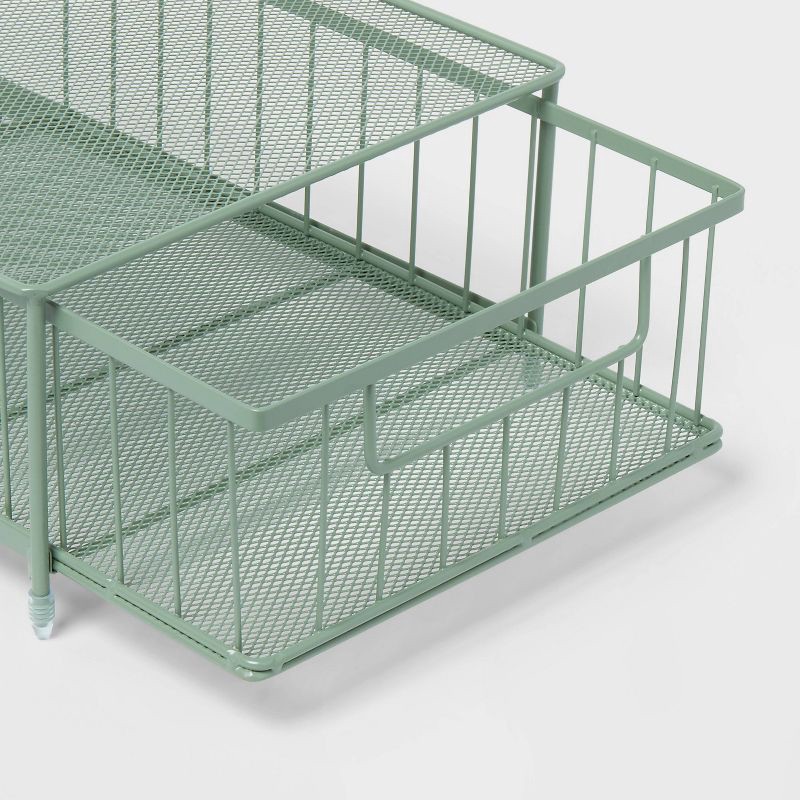 slide 3 of 4, Small Stackable Steel Slide Out Drawer Green - Brightroom™, 1 ct