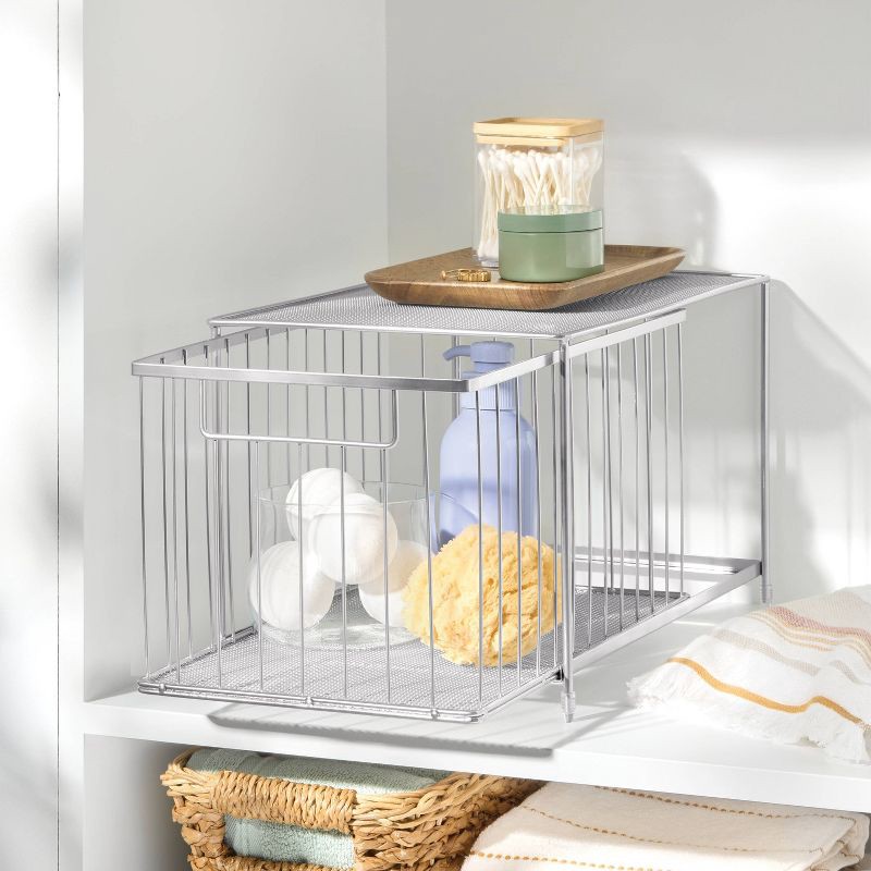 slide 2 of 4, Large Stackable Steel Slide Out Drawer Chrome - Brightroom™, 1 ct