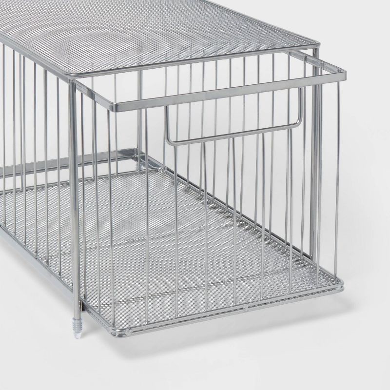 slide 3 of 4, Large Stackable Steel Slide Out Drawer Chrome - Brightroom™, 1 ct