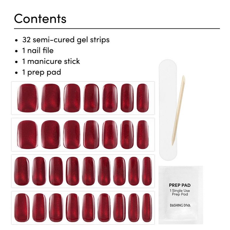slide 3 of 6, Dashing Diva Glaze Semi-Cured Gel Nail Polish Strips - Ruby Red Apple - 32ct, 32 ct