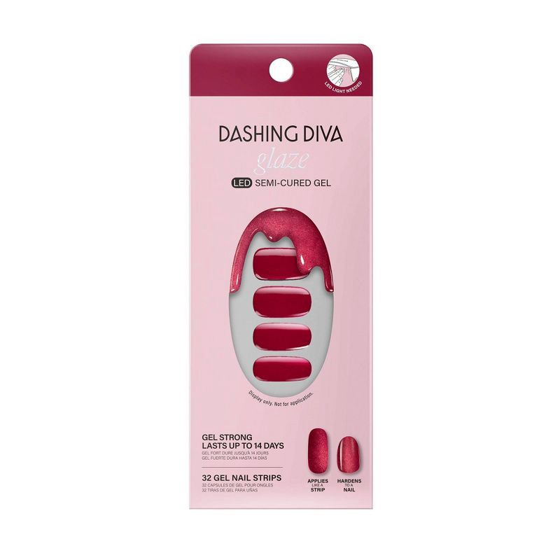 slide 1 of 6, Dashing Diva Glaze Semi-Cured Gel Nail Polish Strips - Ruby Red Apple - 32ct, 32 ct