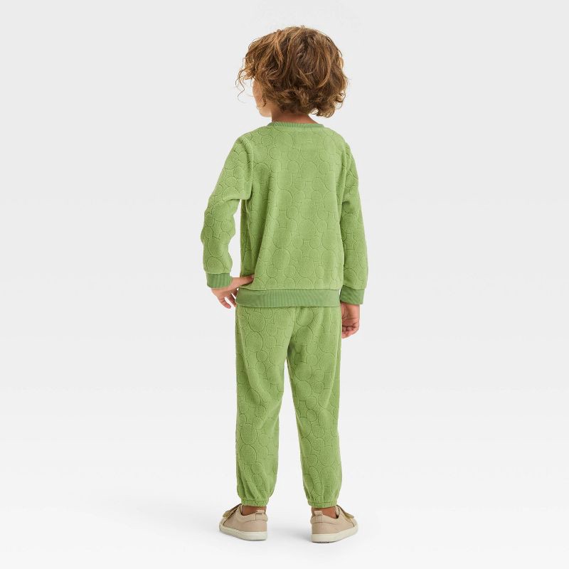 slide 2 of 4, Toddler Boys' 2pc Disney Mickey Mouse Cozy Velour Sweatshirt and Pant Set - Green 5T, 2 ct
