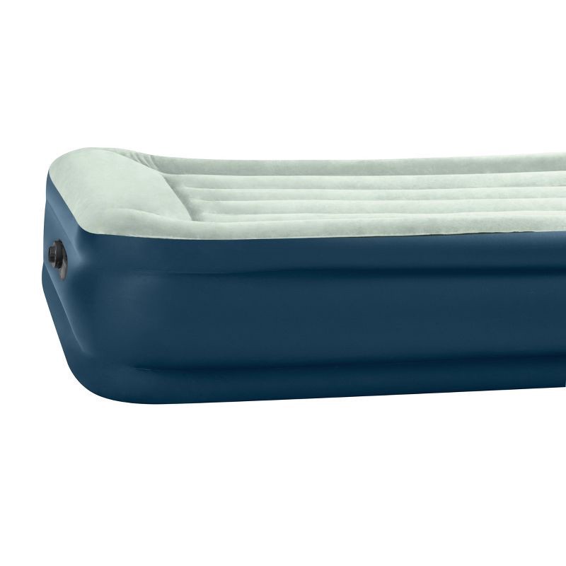 slide 3 of 13, Intex Elevated 18" Pillow Rest Twin Air Mattress with Internal Pump - Off-White/Blue: Includes Storage Bag, Repair Patch, Electric Pump, 1 ct