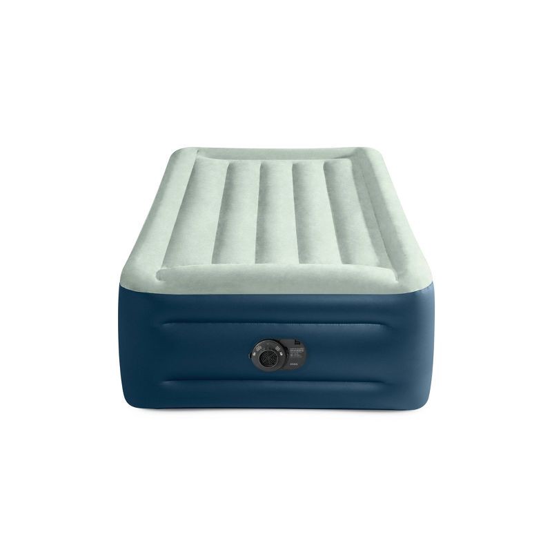 slide 1 of 14, Intex Elevated 18" Pillow Rest Twin Air Mattress with Internal Pump - Off-White/Blue, 1 ct