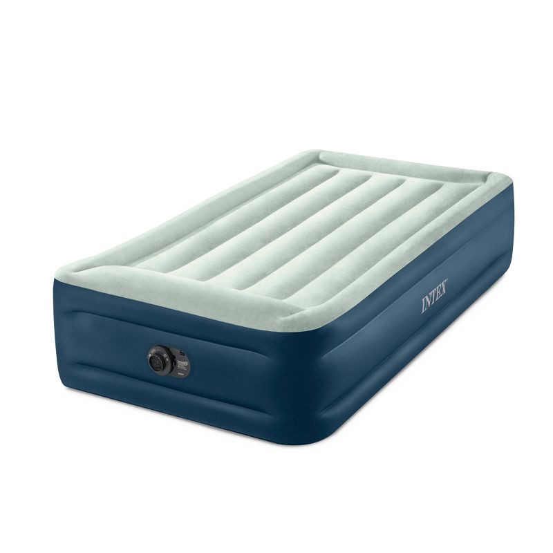 slide 8 of 14, Intex Elevated 18" Pillow Rest Twin Air Mattress with Internal Pump - Off-White/Blue, 1 ct