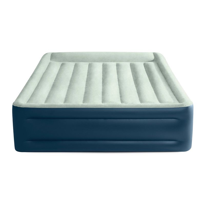 slide 2 of 10, Intex Elevated 18" Pillow Rest Queen Air Mattress with Internal Pump - Off-White/Blue, 1 ct