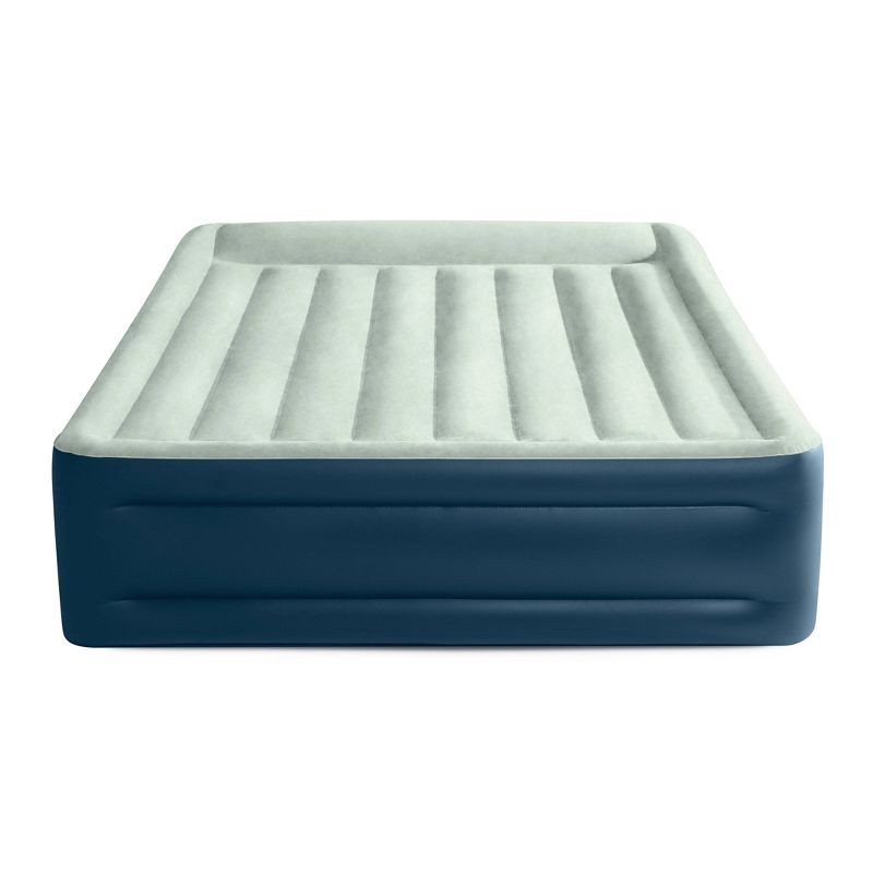 slide 2 of 11, Intex Elevated 18" Pillow Rest Queen Air Mattress with Internal Pump - Off-White/Blue, 1 ct