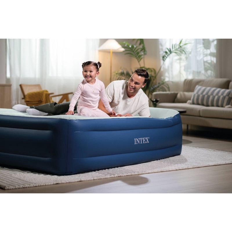 slide 10 of 11, Intex Elevated 18" Pillow Rest Queen Air Mattress with Internal Pump - Off-White/Blue, 1 ct