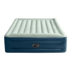 Intex Elevated 18&quot; Pillow Rest Queen Air Mattress with Internal Pump - Off-White/Blue