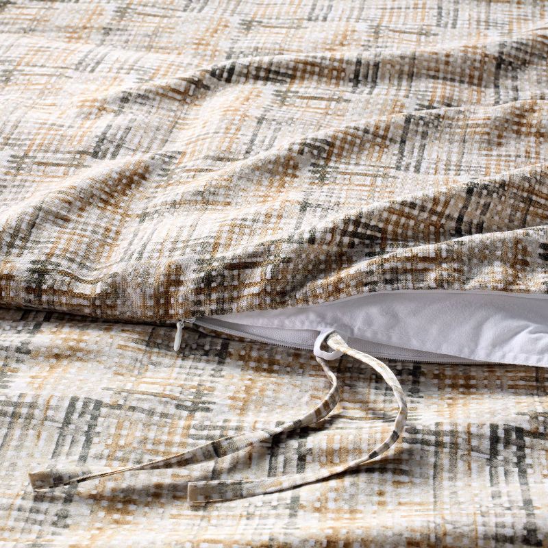 slide 4 of 7, King Heavyweight Linen Blend Duvet Cover and Sham Set Grid Print - Casaluna™, 1 ct