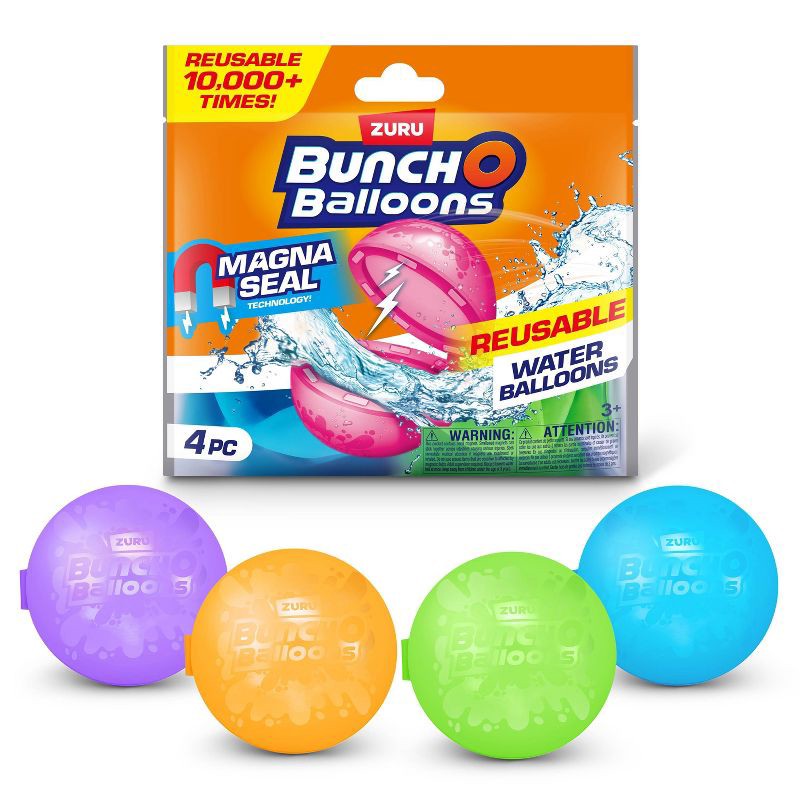 slide 2 of 11, Bunch O Balloons Reusable Water Balloons - 4pk: Pool Games for Kids, Silicone Material, 4 ct