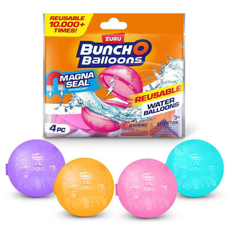 slide 1 of 11, Bunch O Balloons Reusable Water Balloons - 4pk: Pool Games for Kids, Silicone Material, 4 ct