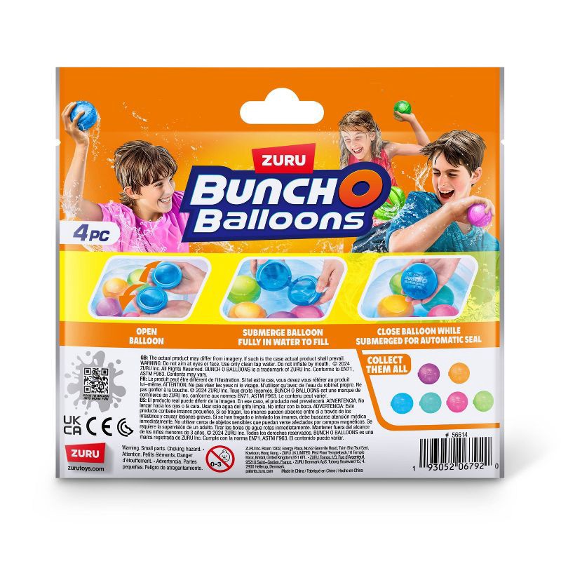 slide 11 of 11, Bunch O Balloons Reusable Water Balloons - 4pk: Pool Games for Kids, Silicone Material, 4 ct