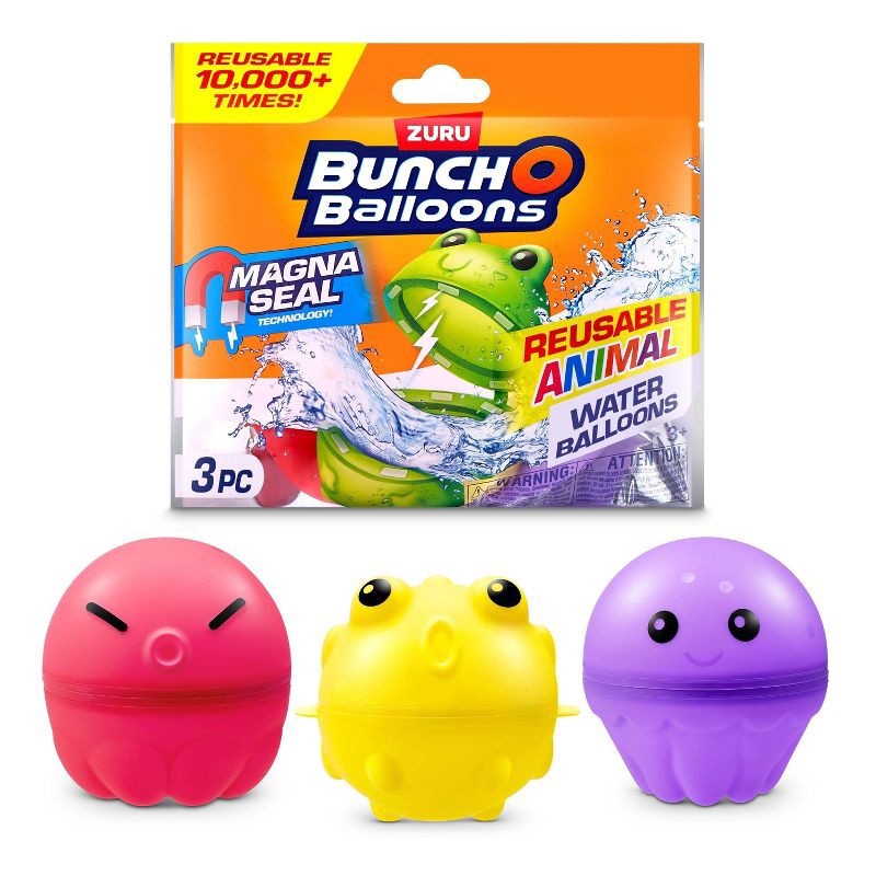 slide 1 of 9, Bunch O Balloons Reusable Water Balloons Animals - 3pk: Silicone Pool Toys for Kids, 3 ct