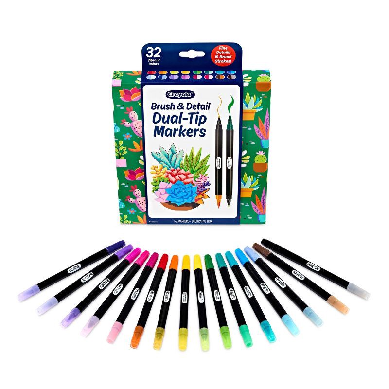 slide 3 of 6, Crayola 16pk 32ct Brush and Detail Dual Tip Markers, 16 ct, 32 ct