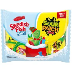 Swedish Fish, SOUR PATCH KIDS Treatsize Christmas Candy - 9.7oz/22ct