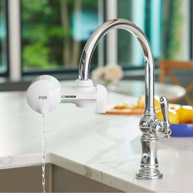 slide 15 of 18, PUR Faucet Mount Water Filtration System, Powerful Filtration with Lead Reduction, Horizontal, White, PFM150W: Sink Water Filter, Kitchen Appliances, 1 ct