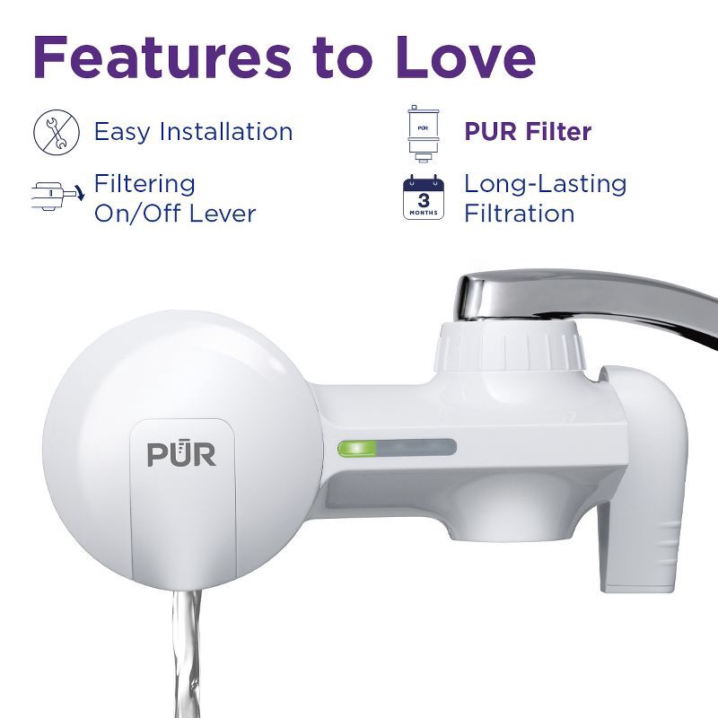 slide 6 of 18, PUR Faucet Mount Water Filtration System, Powerful Filtration with Lead Reduction, Horizontal, White, PFM150W: Sink Water Filter, Kitchen Appliances, 1 ct