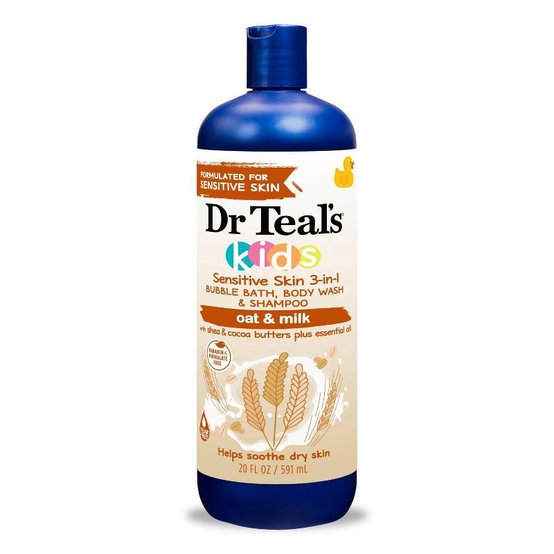 slide 1 of 6, Dr Teal's Kids' 3-in-1 Bubble Bath Body Wash & Shampoo - Oat & Milk - 20 fl oz, 20 fl oz