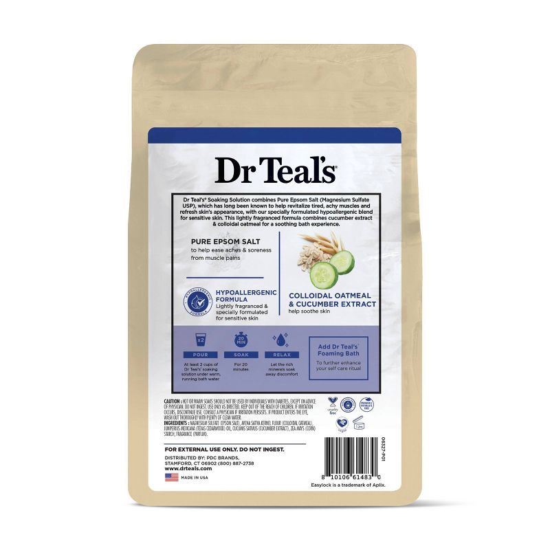 slide 2 of 7, Dr Teal's Epsom Salt Magnesium Soak Sensitive Skin with Colloidal Oatmeal & Cucumber Extract - 3lbs, 3 lb