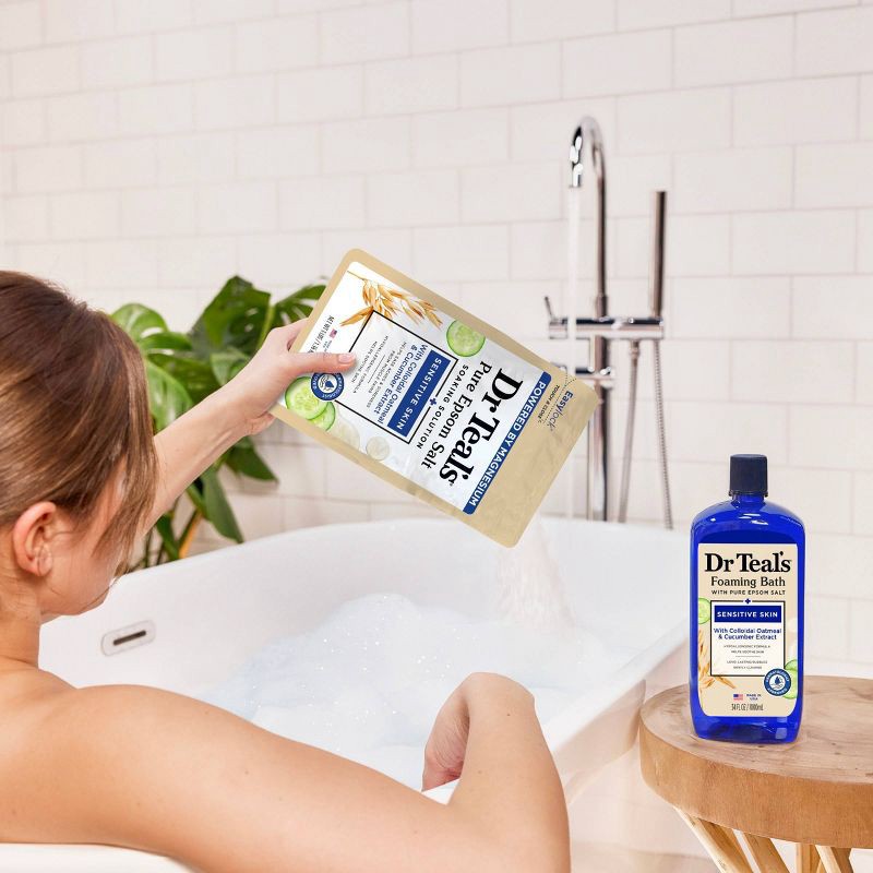 slide 7 of 7, Dr Teal's Epsom Salt Magnesium Soak Sensitive Skin with Colloidal Oatmeal & Cucumber Extract - 3lbs, 3 lb