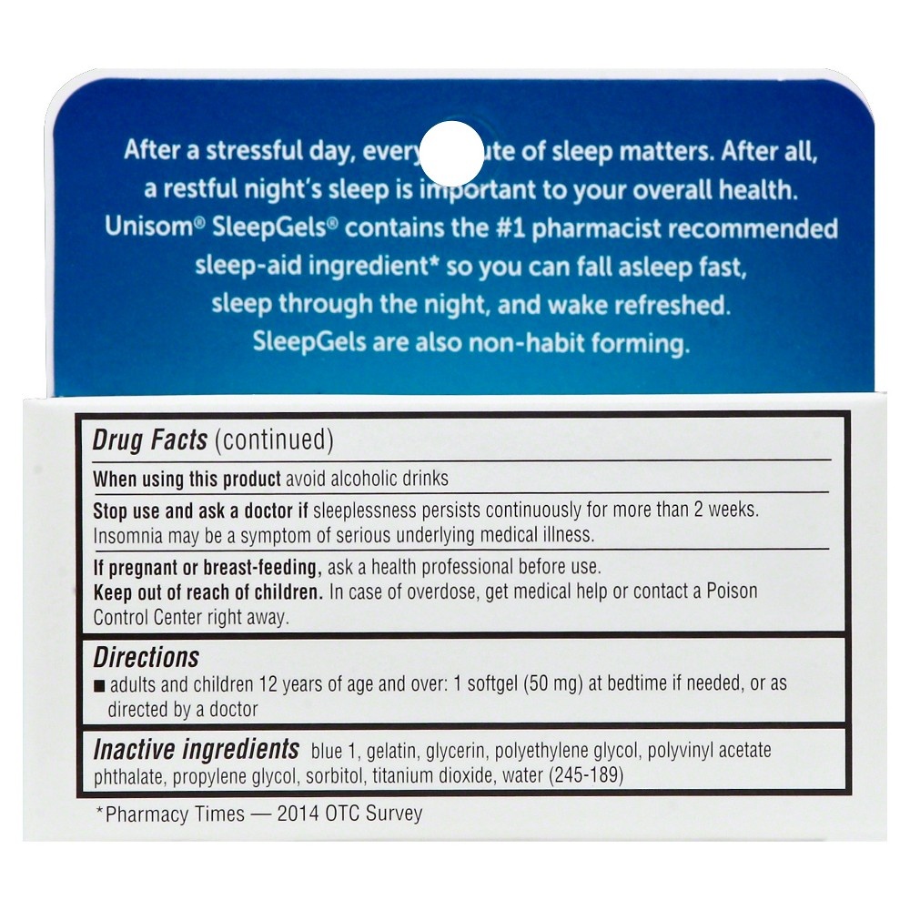 slide 2 of 2, Unisom SleepGels Nighttime Sleep-Aid Softgels - Diphenhydramine HCl, 32 ct