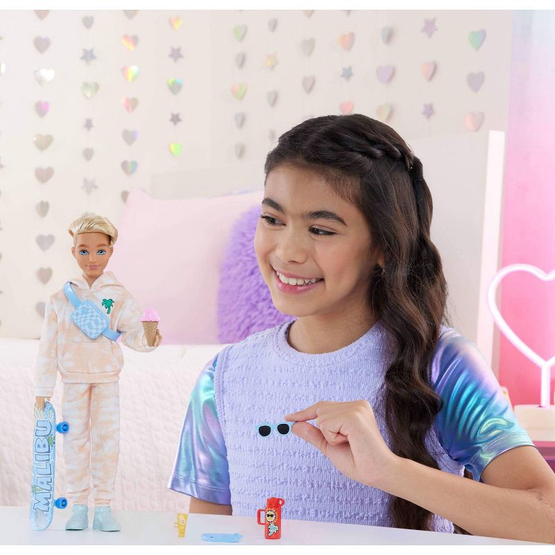 slide 2 of 6, Barbie Dream Besties Ken 11" Fashion Doll with 9 Summer and Skateboard Themed Accessories, 1 ct