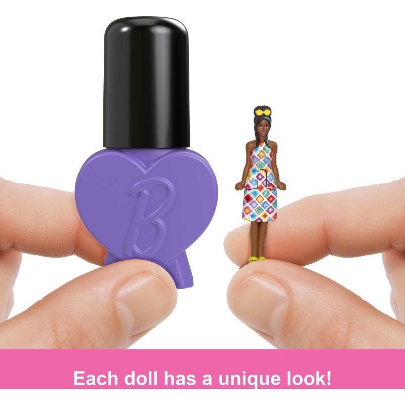 slide 5 of 6, Barbie Mini BarbieLand Fashionista 1.5" Dolls in "Nail Polish" Container, Surprise Reveal, 1 ct