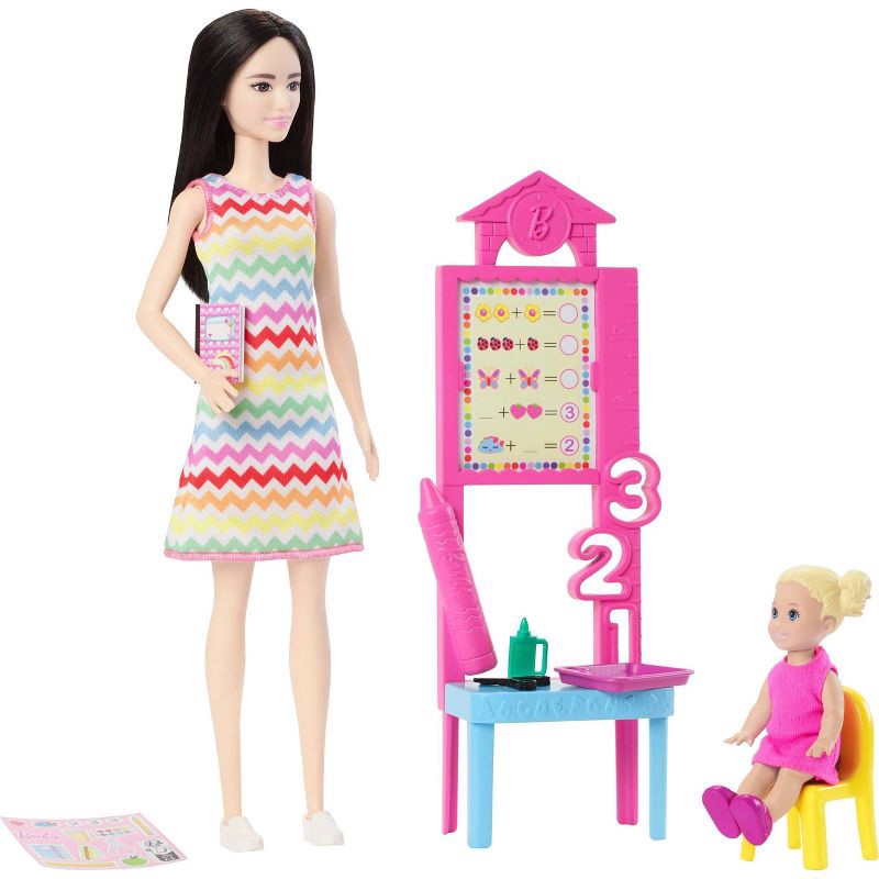 slide 1 of 6, Barbie Teacher with Blonde 11" Fashion Doll, 1 Toddler Doll and Teaching Accessories, 1 ct