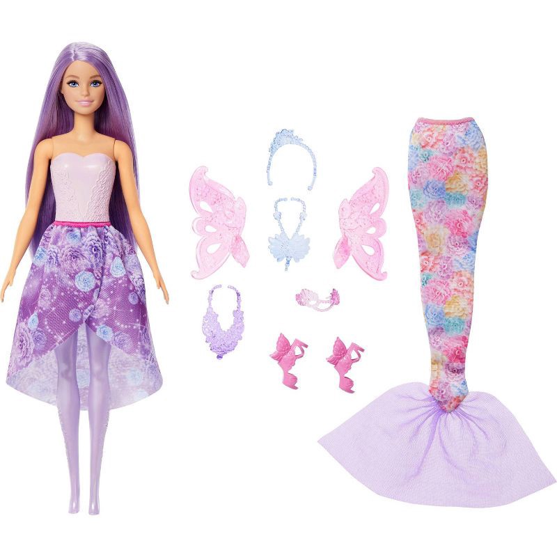 slide 4 of 6, Barbie Doll Fantasy Fashion Pack with Accessories Including Mermaid Tail, Fairy Wings, & Necklaces, 1 ct