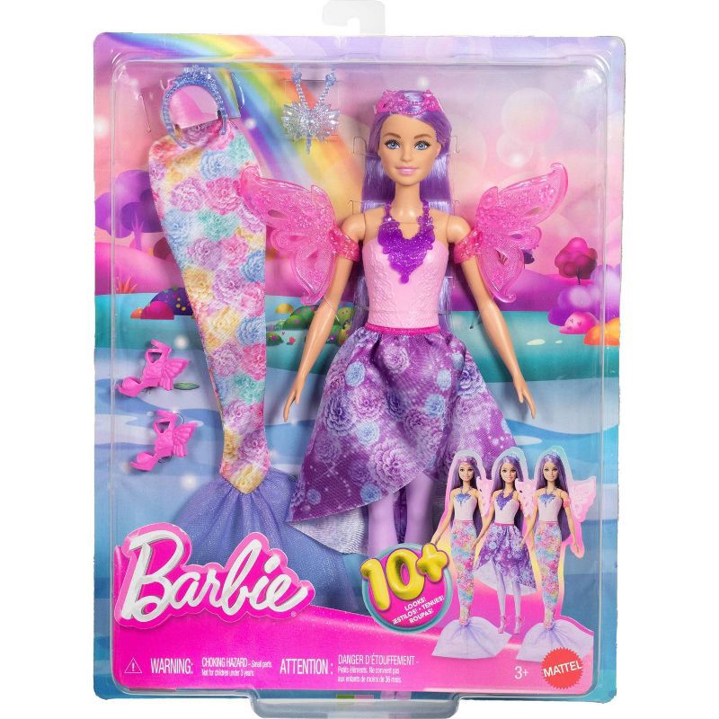 slide 6 of 6, Barbie Doll Fantasy Fashion Pack with Accessories Including Mermaid Tail, Fairy Wings, & Necklaces, 1 ct