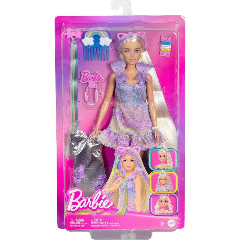 slide 6 of 6, Barbie Fun and Fancy Doll & Accessories, Blonde 11" Fashion Doll with Extra Long Hair and 2 Looks, 1 ct
