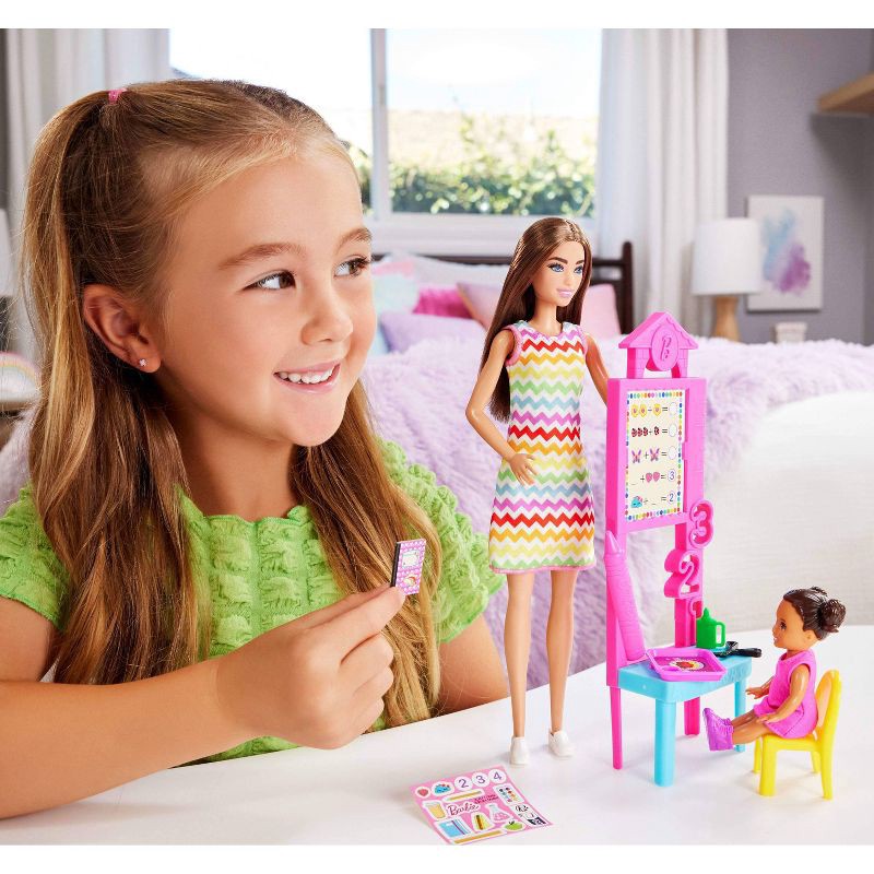 slide 2 of 6, Barbie Teacher Doll with Brunette 11" Fashion Doll, 1 Toddler Doll, and Teaching Accessories, 1 ct