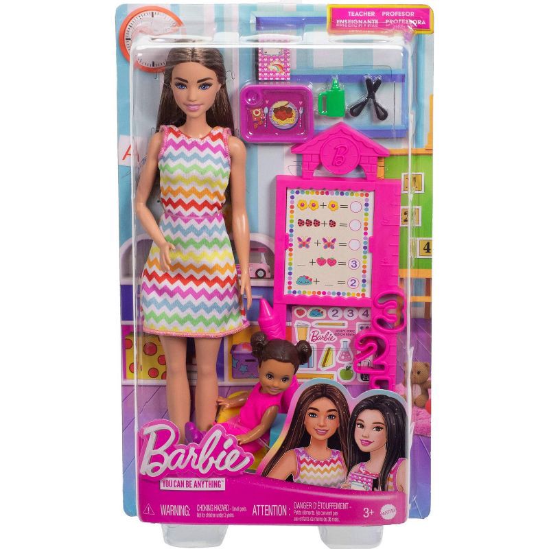 slide 6 of 6, Barbie Teacher Doll with Brunette 11" Fashion Doll, 1 Toddler Doll, and Teaching Accessories, 1 ct